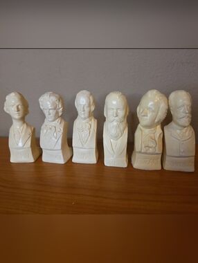 HERCO Vintage Composers 6 Famous Statue Busts: Mozart, Brahms, Beethoven, & More